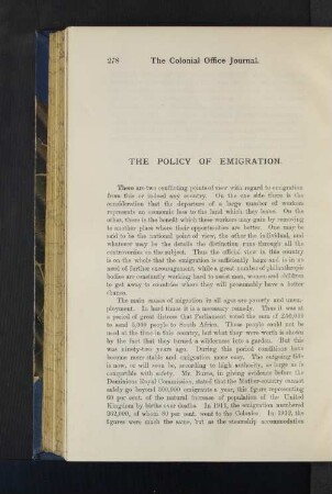 The Policy of Emigration