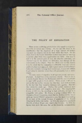 The Policy of Emigration