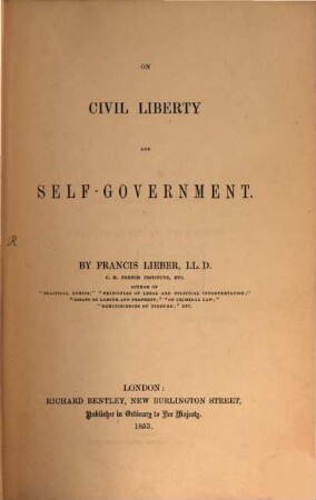 On civil liberty and self-government