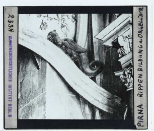 Pirna, Marienkirche : Gewölberippe mit Basiliskenfigur