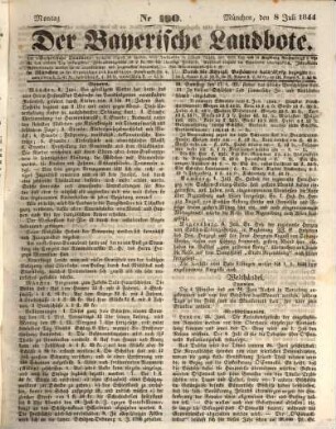 Der Bayerische Landbote. 1844 = Jg. 20, 2 = Juli - Dez