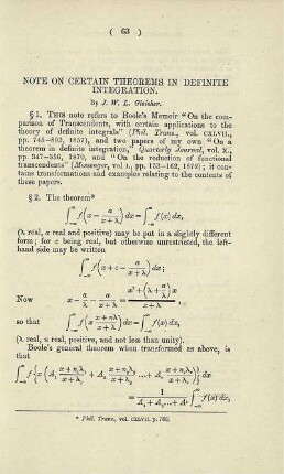 Note on certain theorems in definite integration.