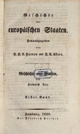 Geschichte der italienischen Staaten, 1. Vom Jahre 568 - 1125
