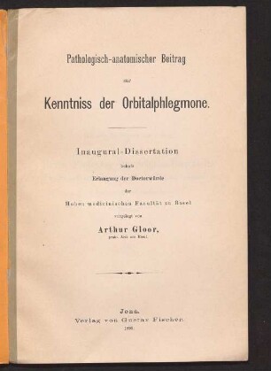 Pathologisch-anatomischer Beitrag zur Kenntniss der Orbitalphlegmone