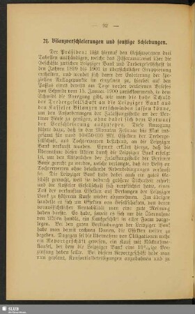 21. Bilanzverschleierungen und sonstige Schiebungen
