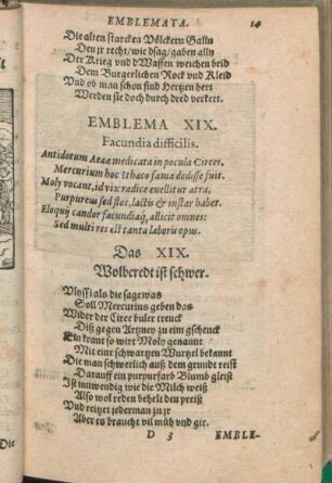 Emblema XIX. Facundia difficilis.