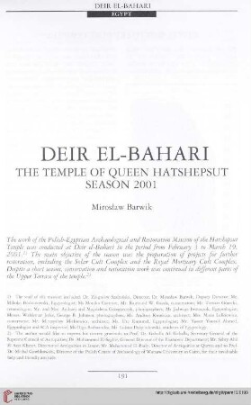 13: Deir el-Bahari : the temple of Queen Hatshepsut season 2001
