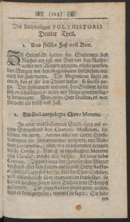Des kutzweiligen Polyhistoris Dritter Theil