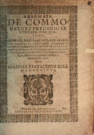 Axiomata de commodato et precario
