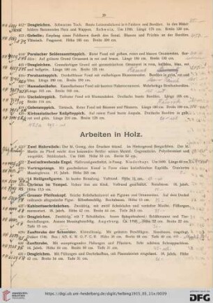 Arbeiten in Holz (Nr. 421-435)