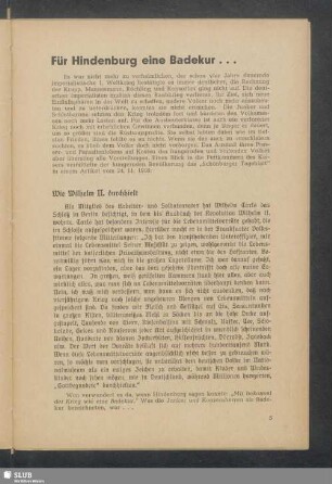 Für Hindenburg eine Badekur ...