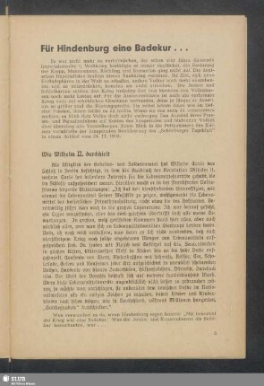 Für Hindenburg eine Badekur ...