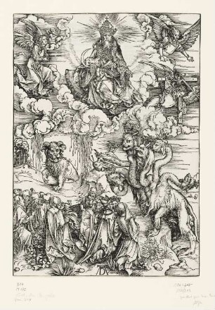 Tier mit den Lammhörnern, Blatt 11 aus: Albrecht Dürer, "Apocalipsis cum figuris", Nürnberg 1511