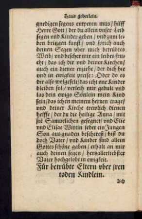Für betrübte Eltern uber iren toden Kindlein.