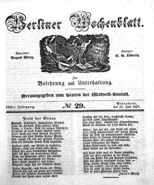 No. 29, Sonnabend, den 22. Juli 1837.