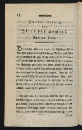 Zweiter Gesang der Ilias des Homers. Zweites Buch
