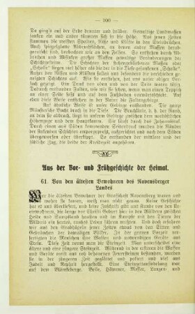 Aus der Vor- und Frühgeschichte der Heimat