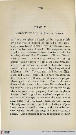 Book II, Chapter V: Summary on the affairs of Cabool