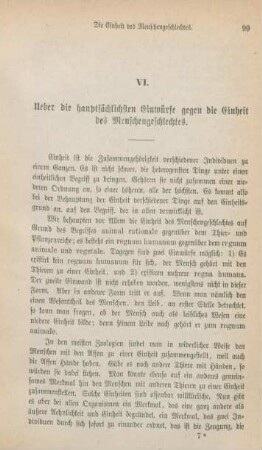 99-112 Ueber die hauptsächlichen Einwürfe gegen die Einheit des Menschengeschlechtes