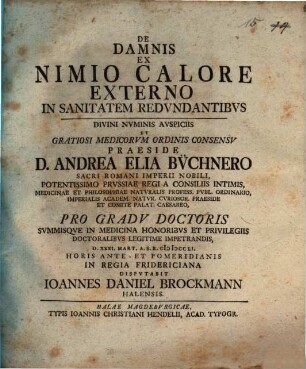 De Damnis Ex Nimio Calore Externo In Sanitatem Redvndantibvs