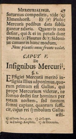 Caput V. De Insignibus Mercurii.