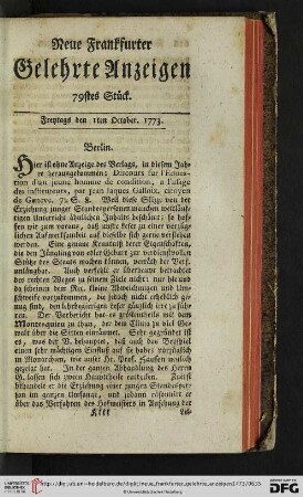 [79. -87. Stueck] (October 1773)