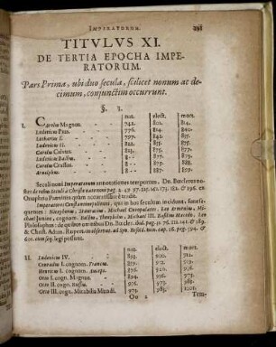 Titulus XI. De Tertia Epocha Imperatorum.