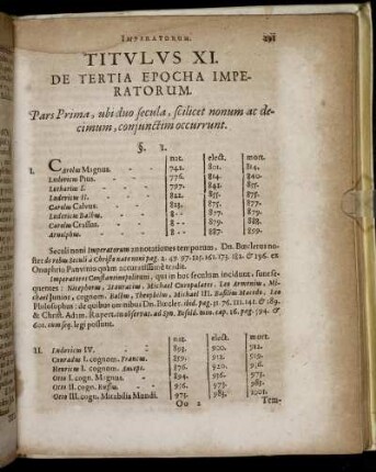 Titulus XI. De Tertia Epocha Imperatorum.