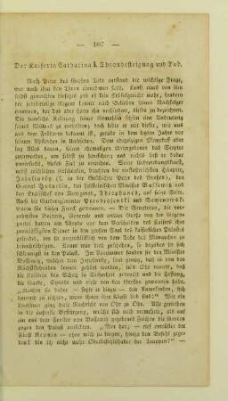 Der Kaiserin Catharina I. Thronbesteigung und Tod