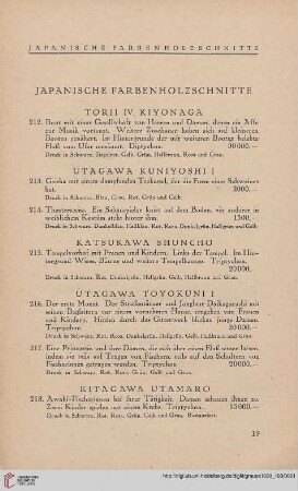 Japanische Farbenholzschnitte (Nr. 212-224)