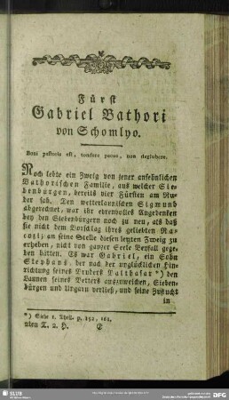 Fürst Gabriel Bathori von Schomlyo. Boni pastoris est, tondere pecus, non deglubere