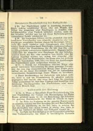 Besondere Beschränkung der Haftpflicht.