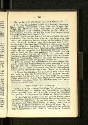 Besondere Beschränkung der Haftpflicht.