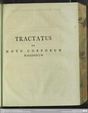 Tractatus De Motu Corporum Rigidorum