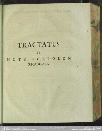 Tractatus De Motu Corporum Rigidorum
