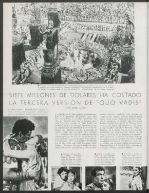 Siete millones de dólares ha costado la tercer versión de "quo vadis"