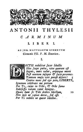 Antonii Thylesii Carminum Liber I.