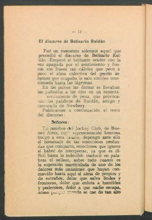 El discurso de Belisario Roldán