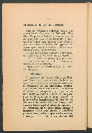 El discurso de Belisario Roldán