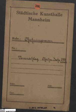 Aufstellung des Voranschlags für 1932