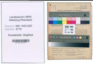 Entnazifizierung Siegfried Kowalewski , geb. 14.11.1922 (Vertreter)