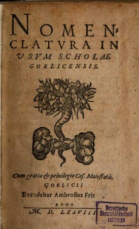 Nomenclatura in usum Scholae Gorlicensis