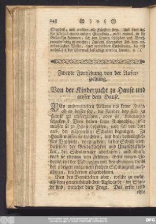 [II.] Zweyte Fortsetzung vond er Auferziehung.