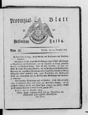 Num. 38., Ausgabe vom 19. Dezember 1815