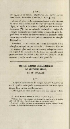 Sur les surfaces anallagmatiques du quatrième ordre.