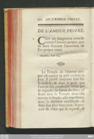 De L'Amour Propre.