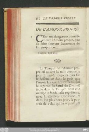 De L'Amour Propre.