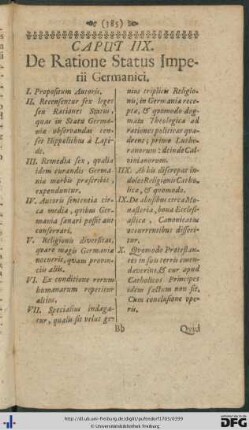 Caput VIII. De Ratione Status Imperii Germanici.