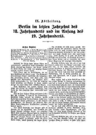 IX. Abtheilung. Berlin im letzten Jahrzehnt des 18. Jahrhunderts und im Anfang des 19. Jahrhunderts