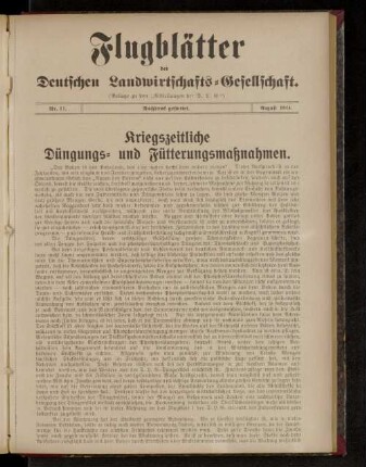 Flugblätter der Deutschen Landwirtschafts-Gesellschaft. Nr. 17.